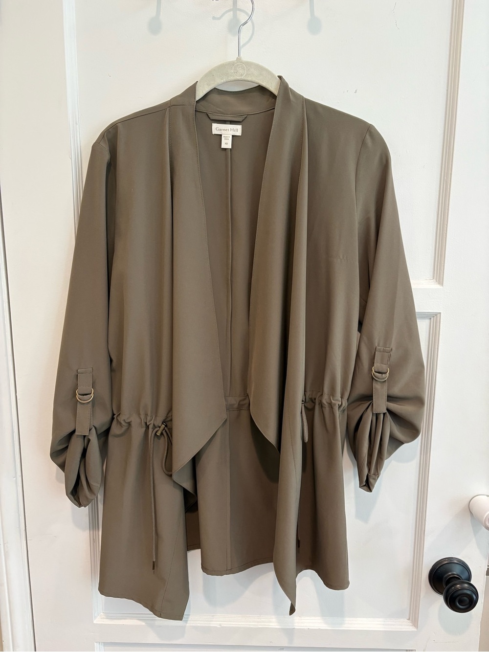 Garnet Hill Olive-Taupe Lightweight Open-Front Jacket